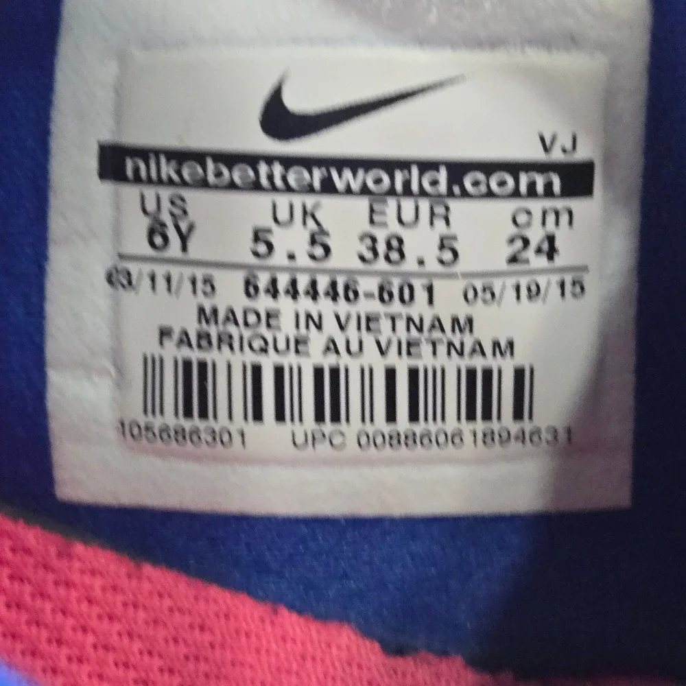 Nike‎ Free 5.0 Running Shoes Kids 6Y Pink Blue 644446-601 Lightweight Athletic - Picture 8 of 9